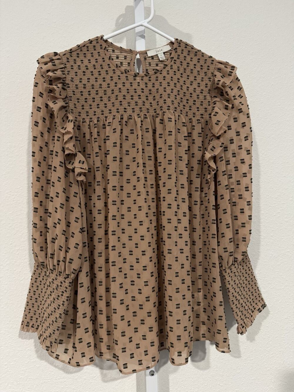Joie Jamila Top Blouse Women Ginger Caviar Romantic Boho Cottagecore Sz S